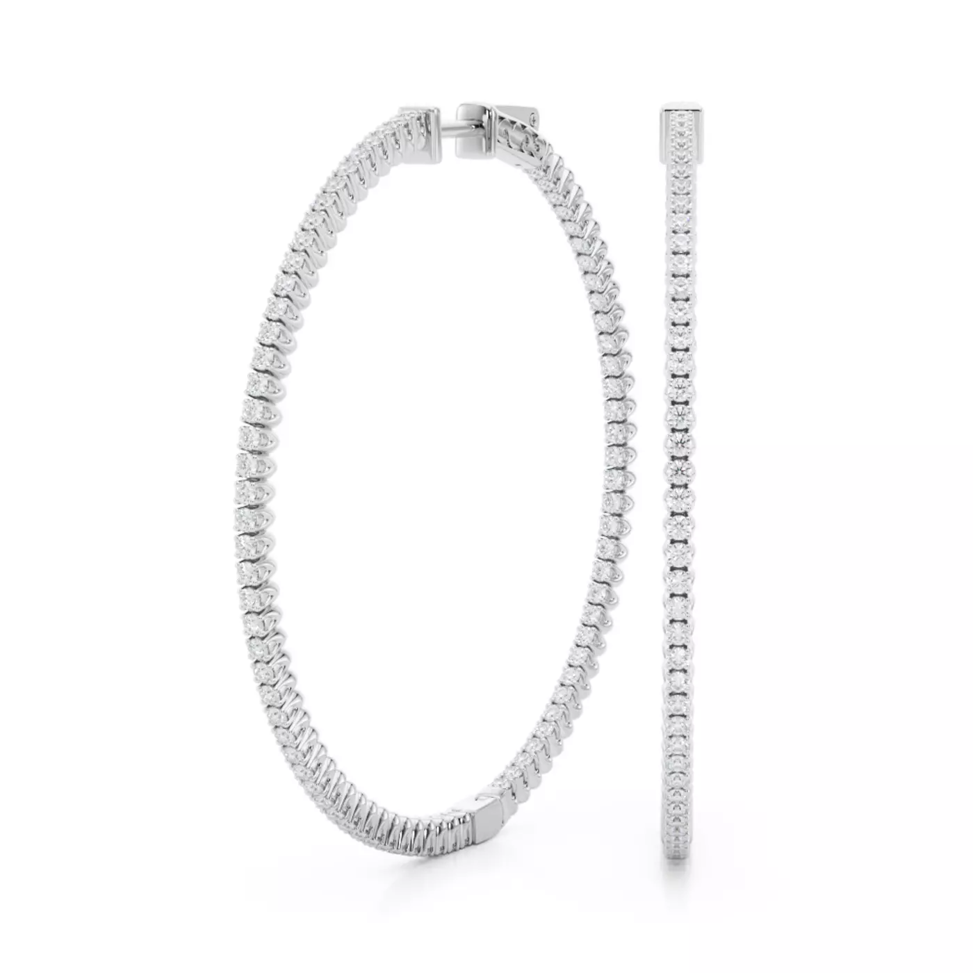 bestselling Classic Inside-Out Pavé Lab Diamond Hoop Earrings (1.50 ct. tw.), displayed on a white background