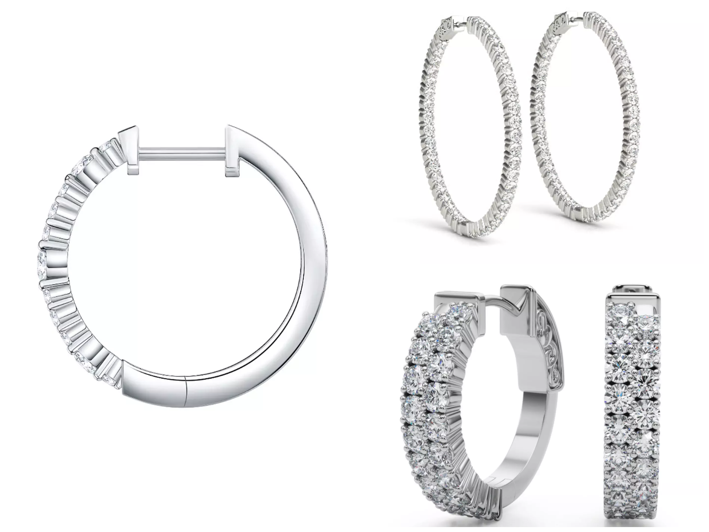 Bestselling Hoop earrings with different thickness available at Rare Carat one of the best places to buy lab diamond hoops