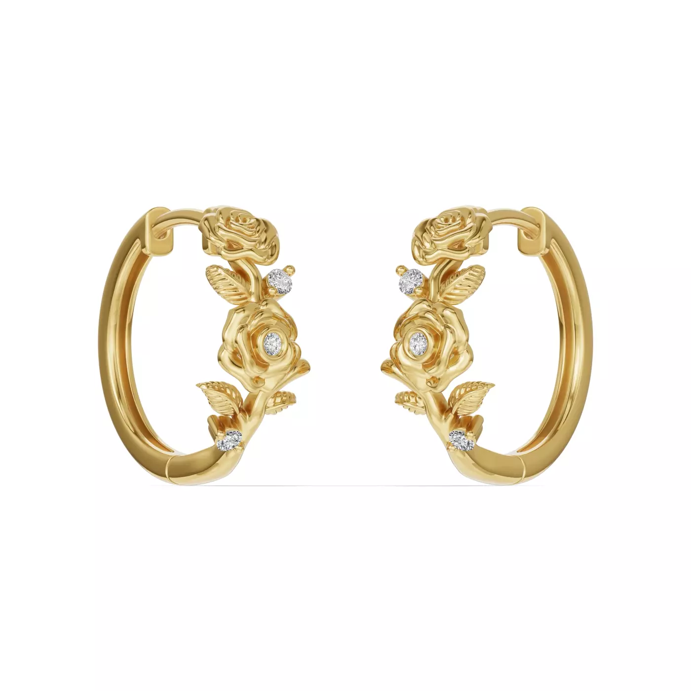 Bestselling Rose Lab Diamond Hoop Earrings in Yellow Gold earring setting