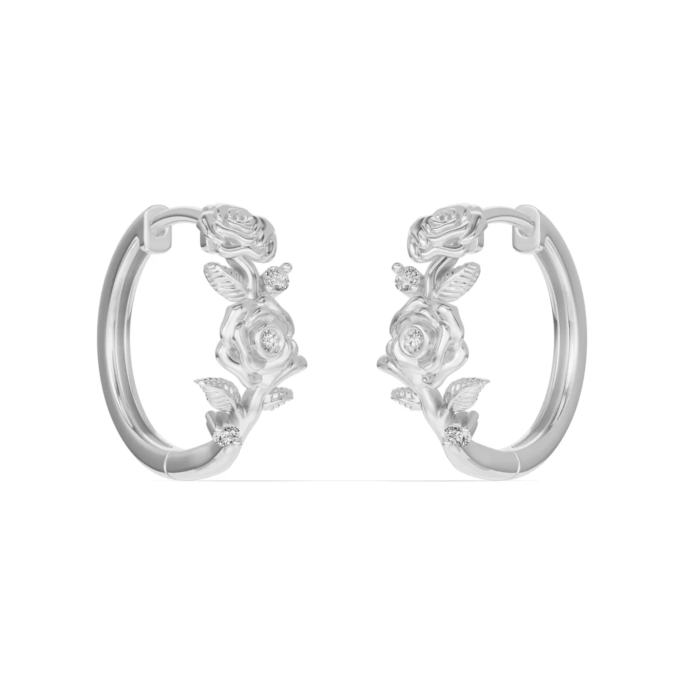 Bestselling Rose Lab Diamond Hoop Earrings in White Gold earring setting