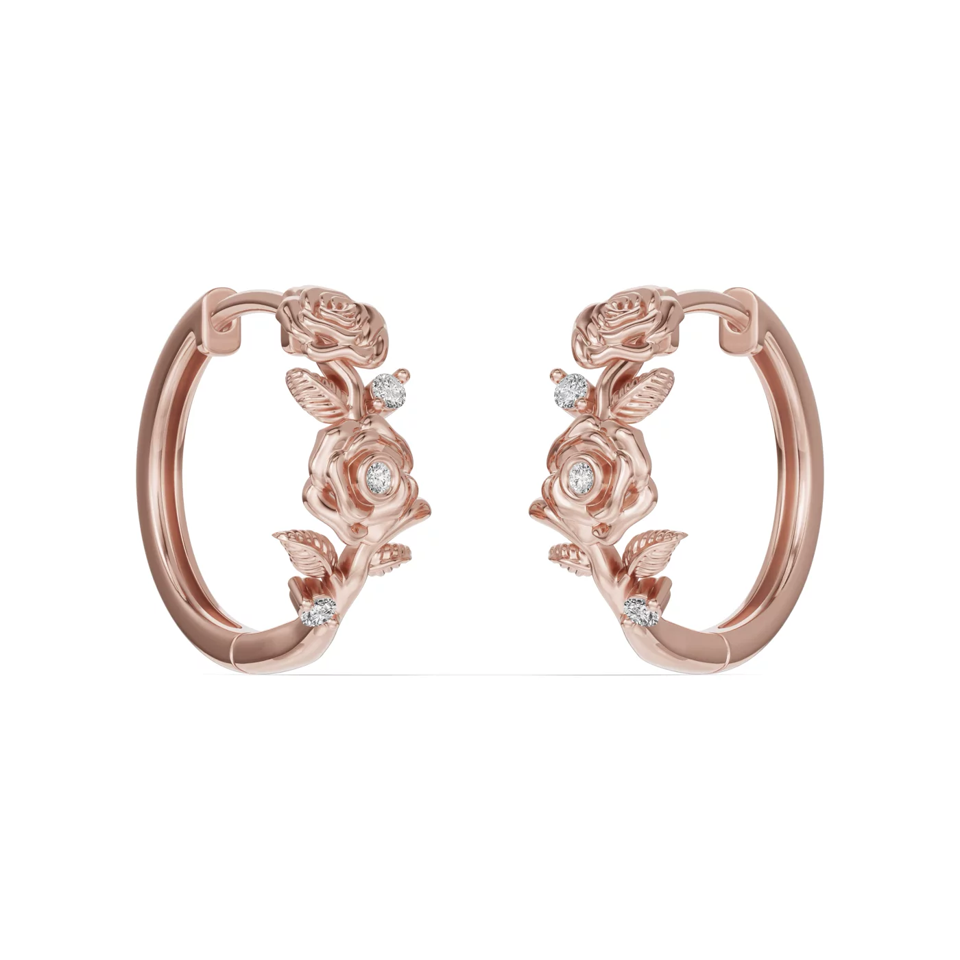 Bestselling Rose Lab Diamond Hoop Earrings in Rose Gold earring setting