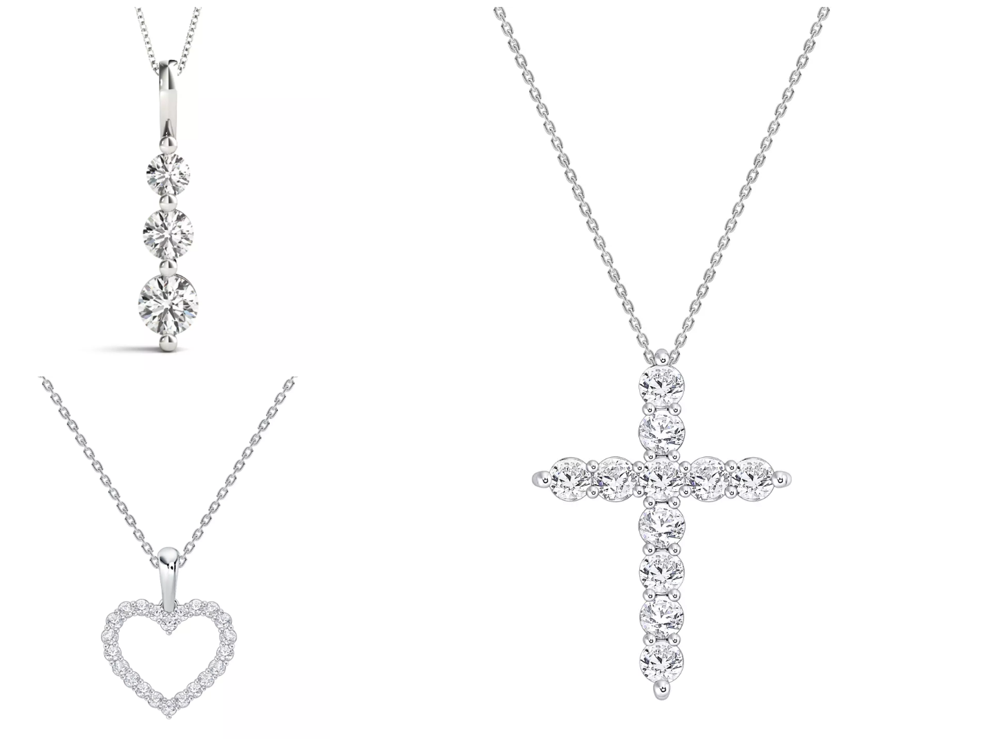 White gold lab diamond necklaces from Rare Carat, one of the best places to shop diamond necklaces