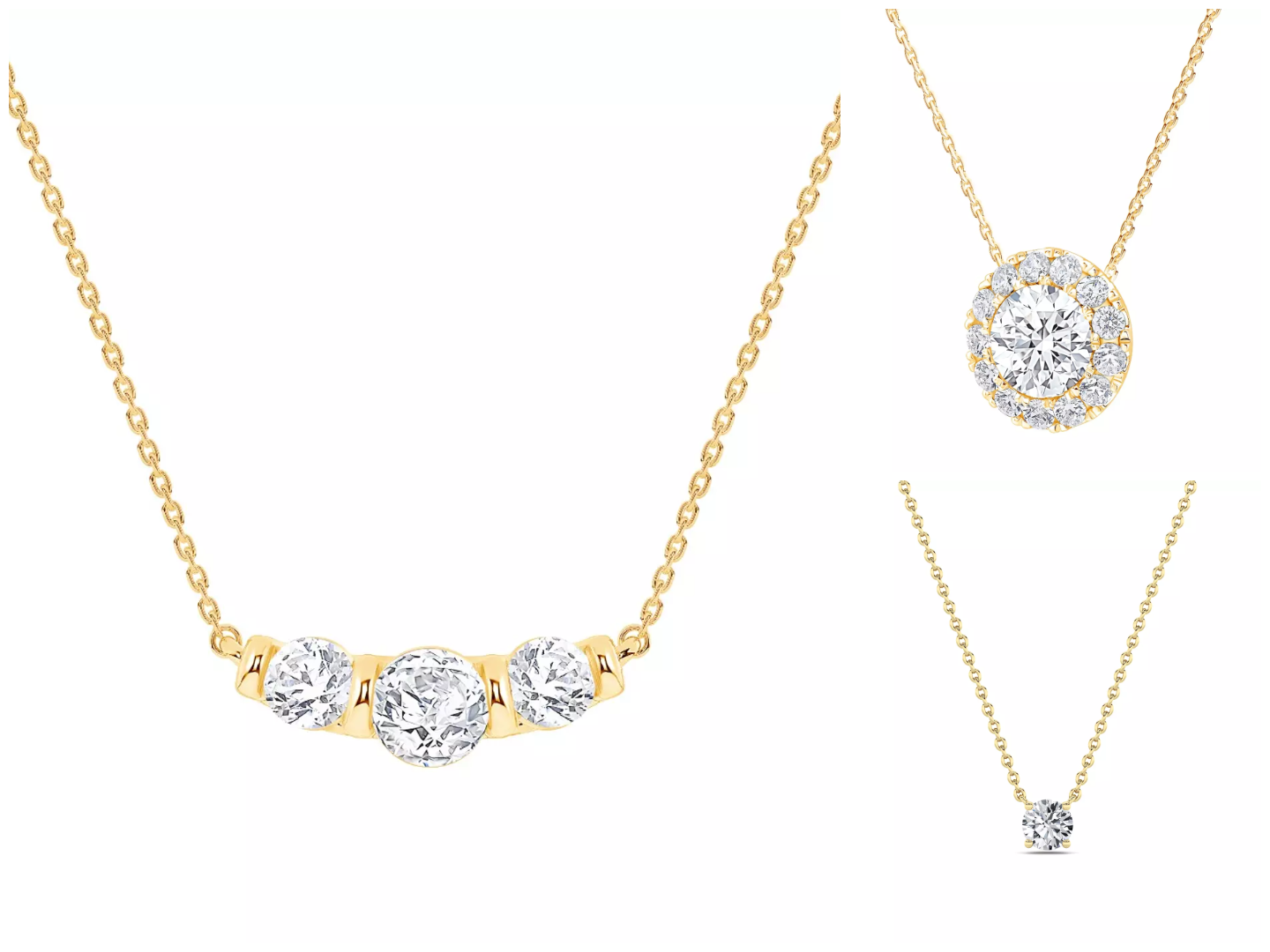 Yellow gold lab diamond necklaces from Rare Carat, one of the best places for lab diamond necklaces