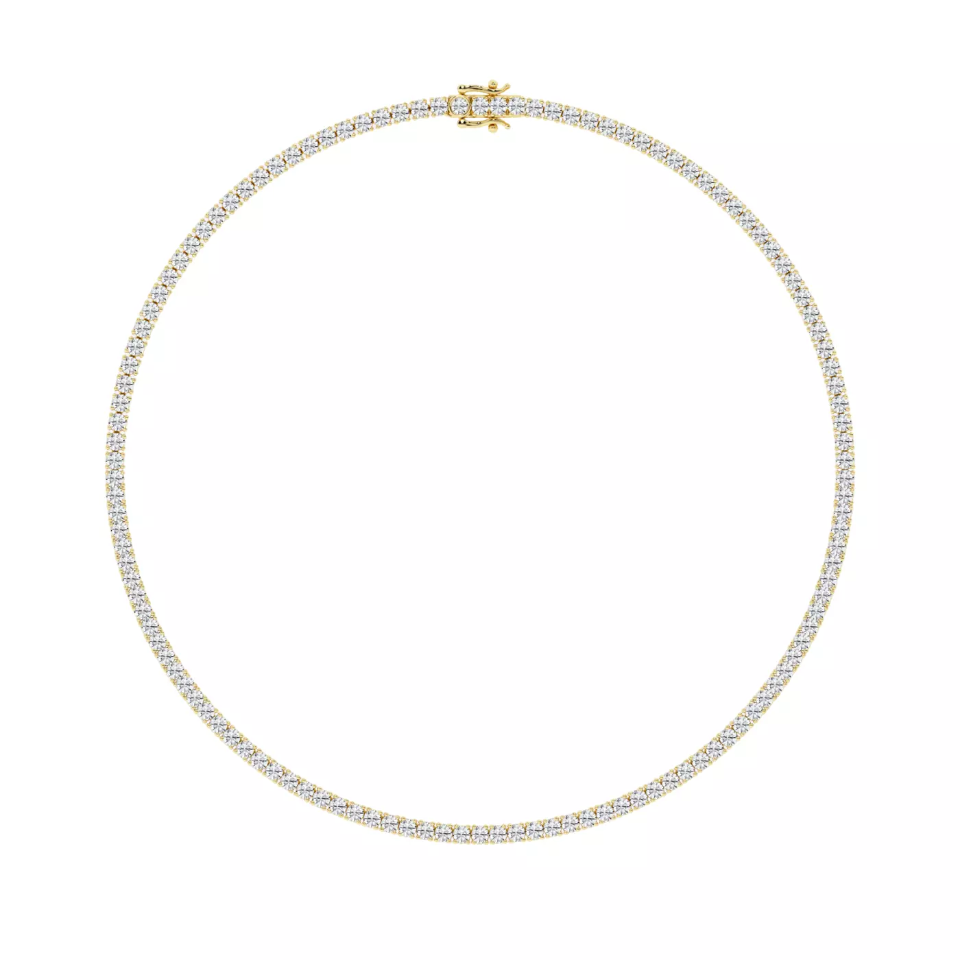 Round Lab Diamond Four Prong Tennis Necklace 15.25 ct tw from Rare Carat, one of the best places to buy lab diamond tennis necklaces