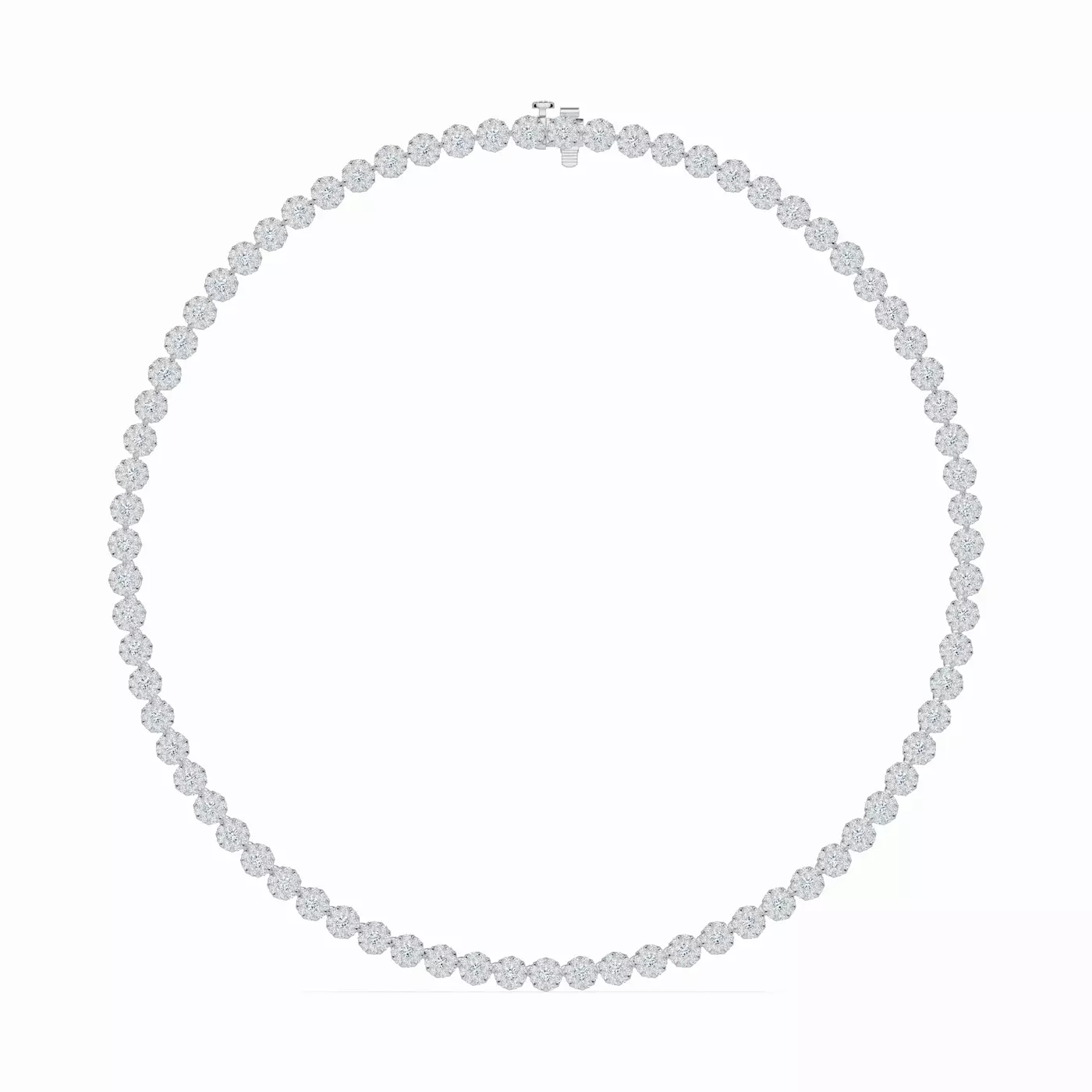 Double Halo Lab Diamond Necklace displayed on a white background