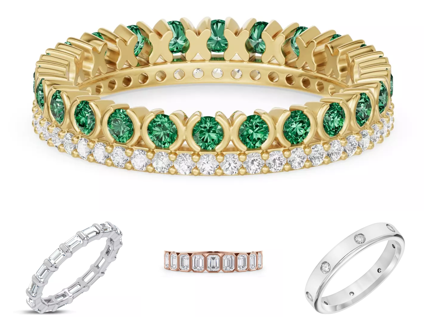 Composite Image of Eternity rings from Rare Carat, one of the best places to buy eternity rings