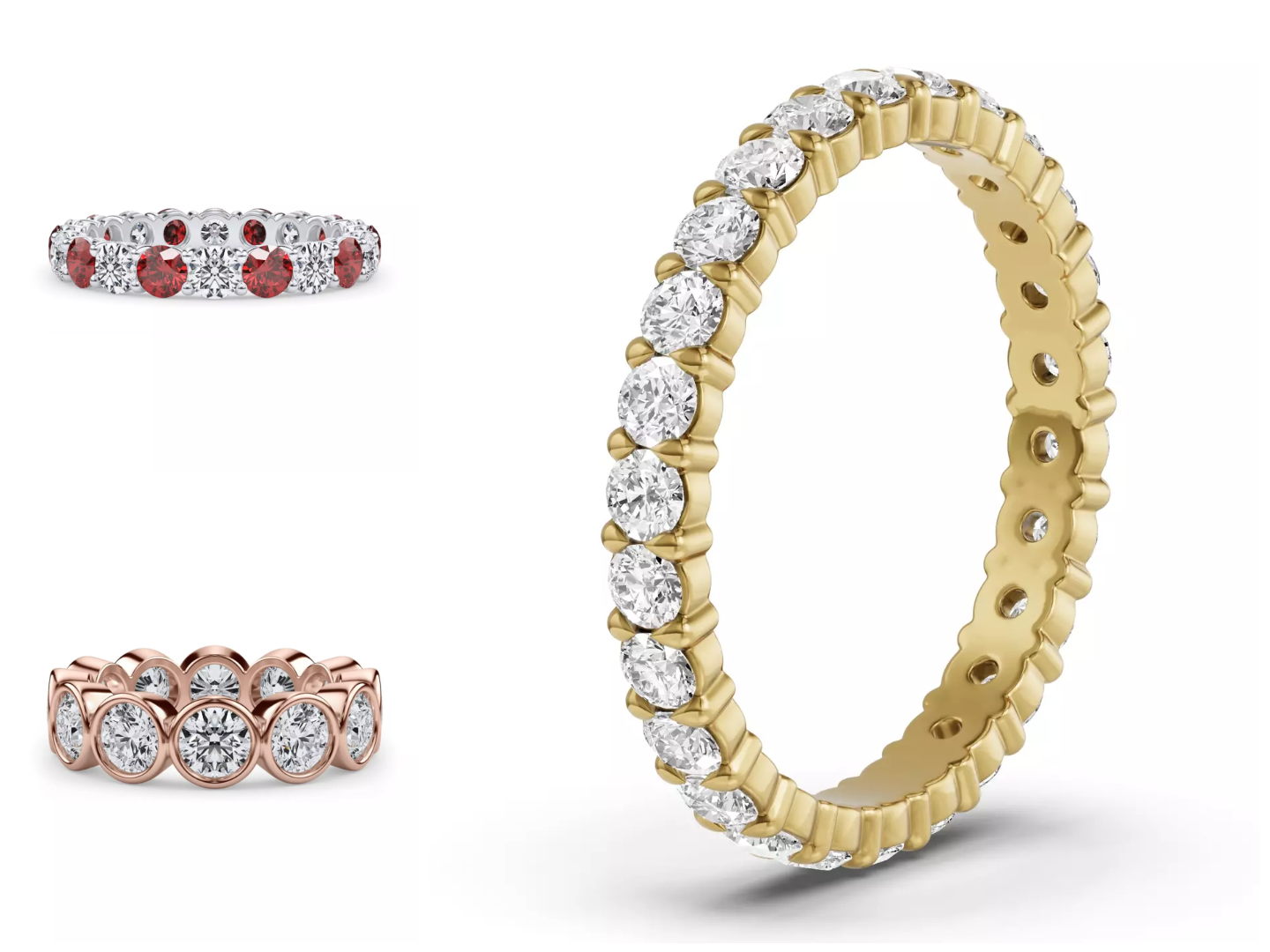 Composite Image of Eternity rings from Rare Carat, the best place for diamond eternity rings