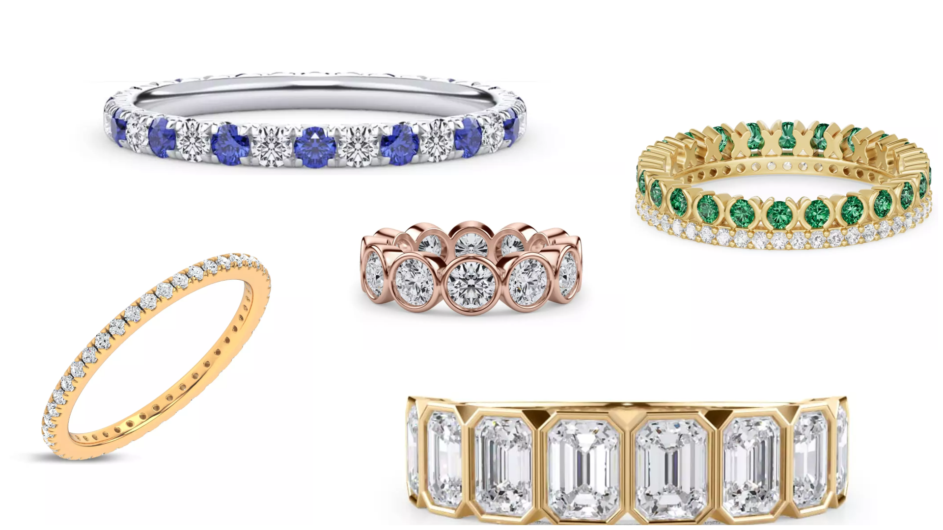 Bestselling eternity rings from Rare Carat, one of the best places to buy lab diamond eternity rings