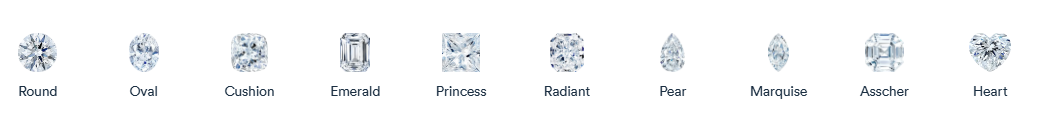 Images of the different diamond shapes available at Rare Carat, one of the best places to buy large lab diamonds