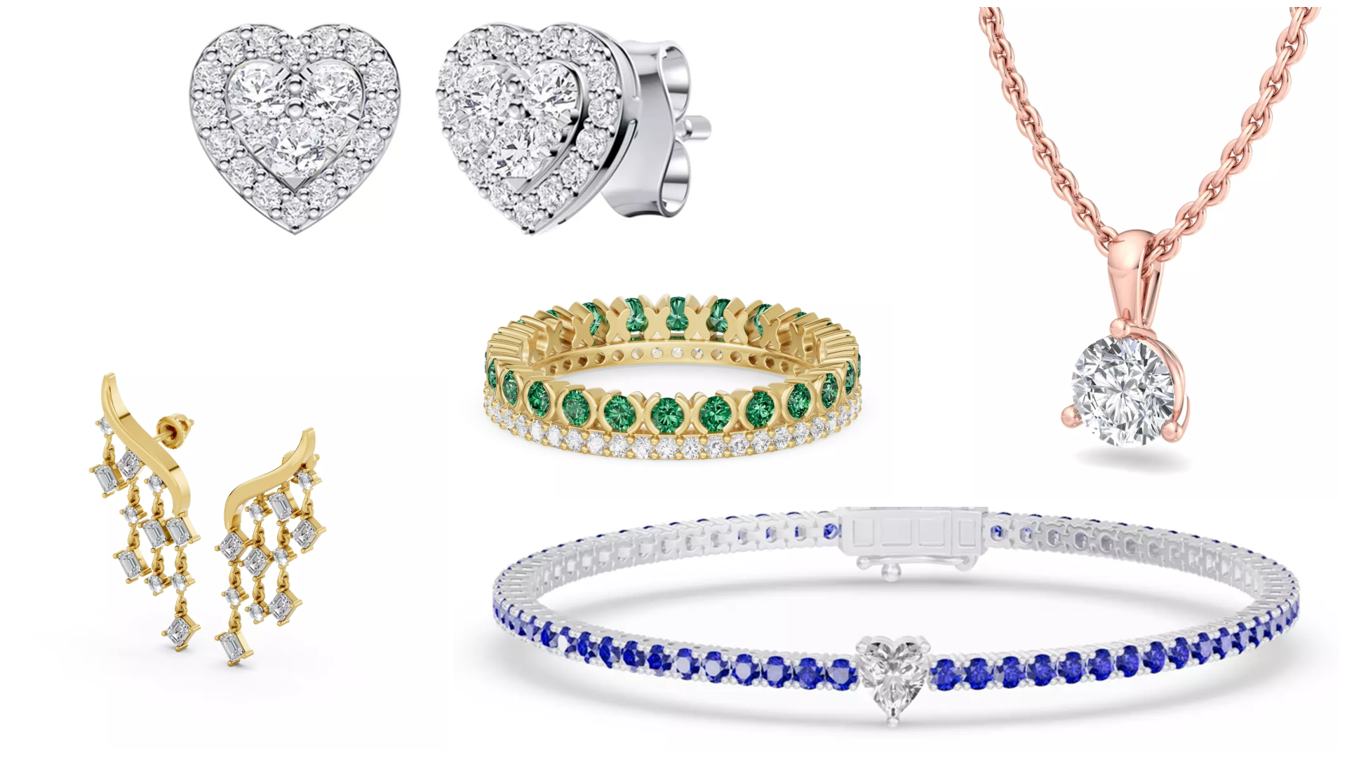 Composite image of bestsellers from Rare Carat, one of the best lab-grown diamond jewelry retailers