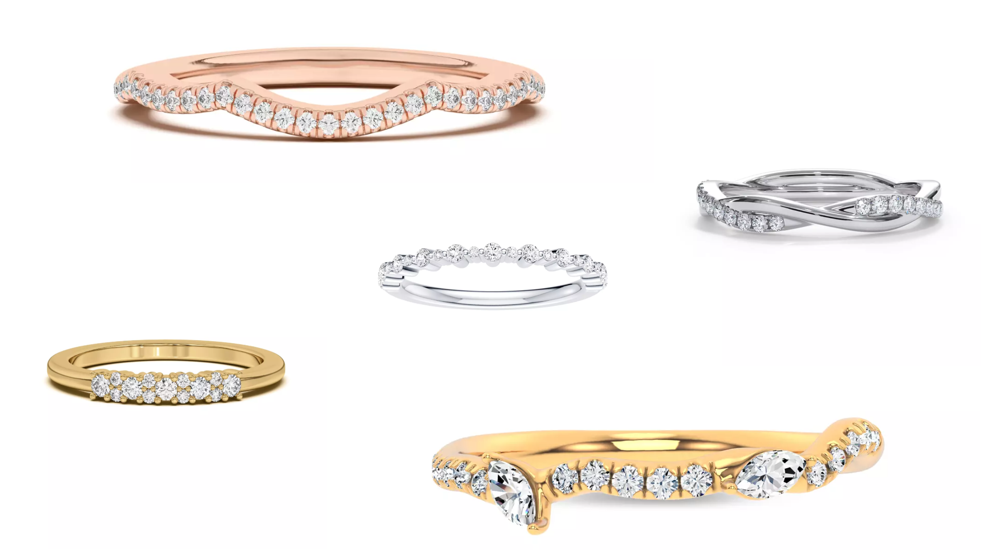 Composite image of simple diamond rings from Rare Carat one of the best places to buy lab diamond promise rings