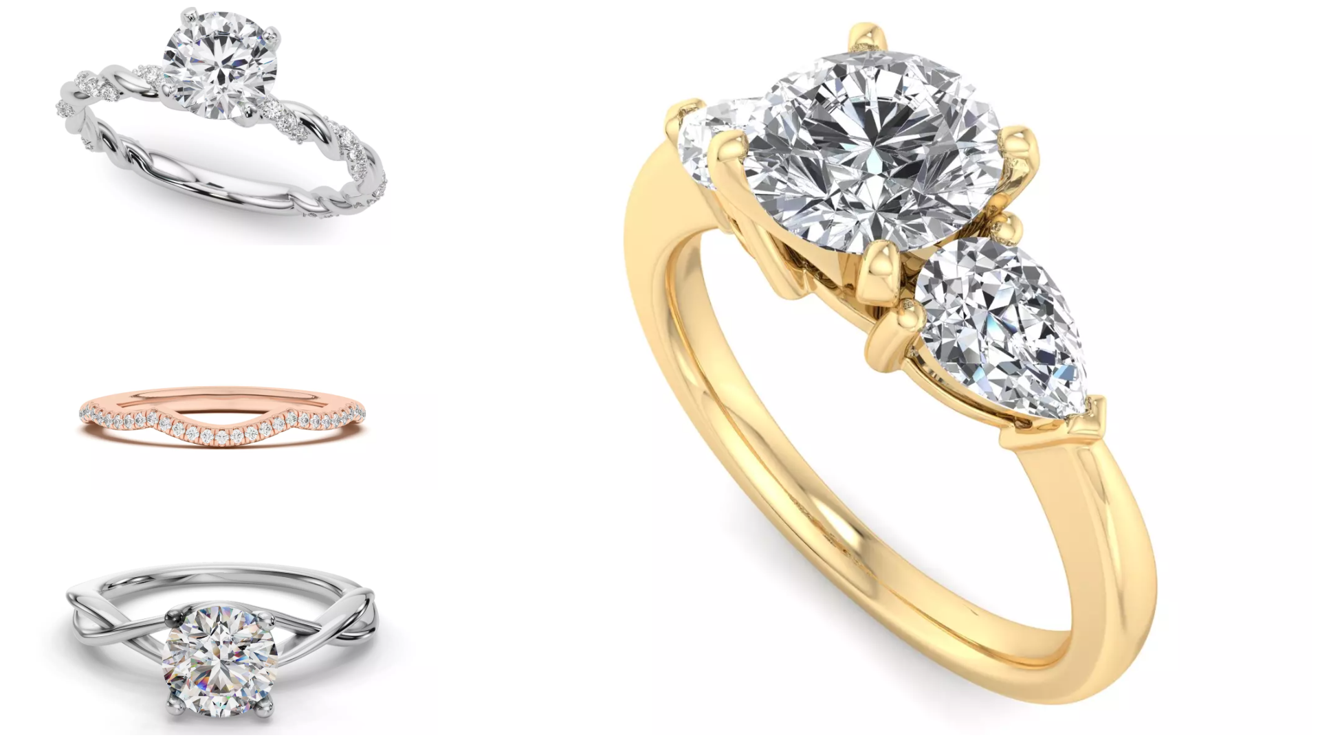 composite image of lab-created rings from Rare Carat, one of the best online stores for engagement rings