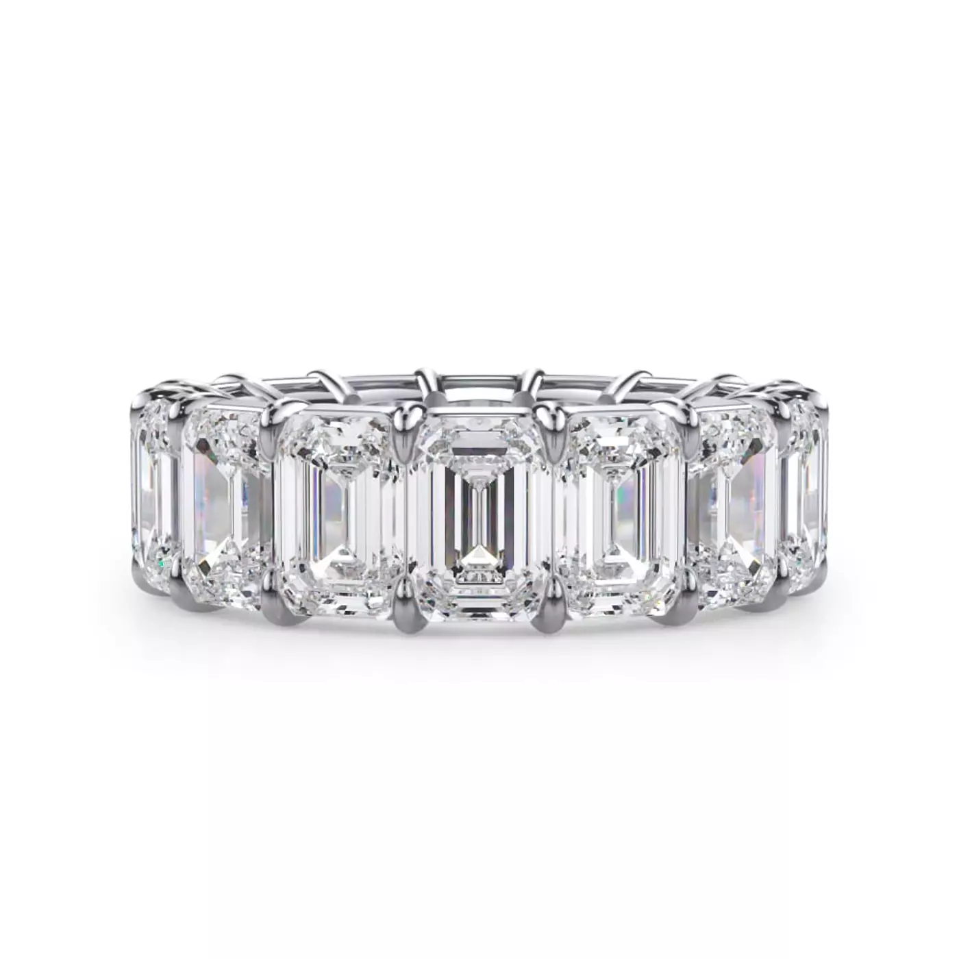 Bestselling Emerald Cut Lab Diamond Eternity Ring from Rare Carat in white gold setting and 11-carat lab diamonds