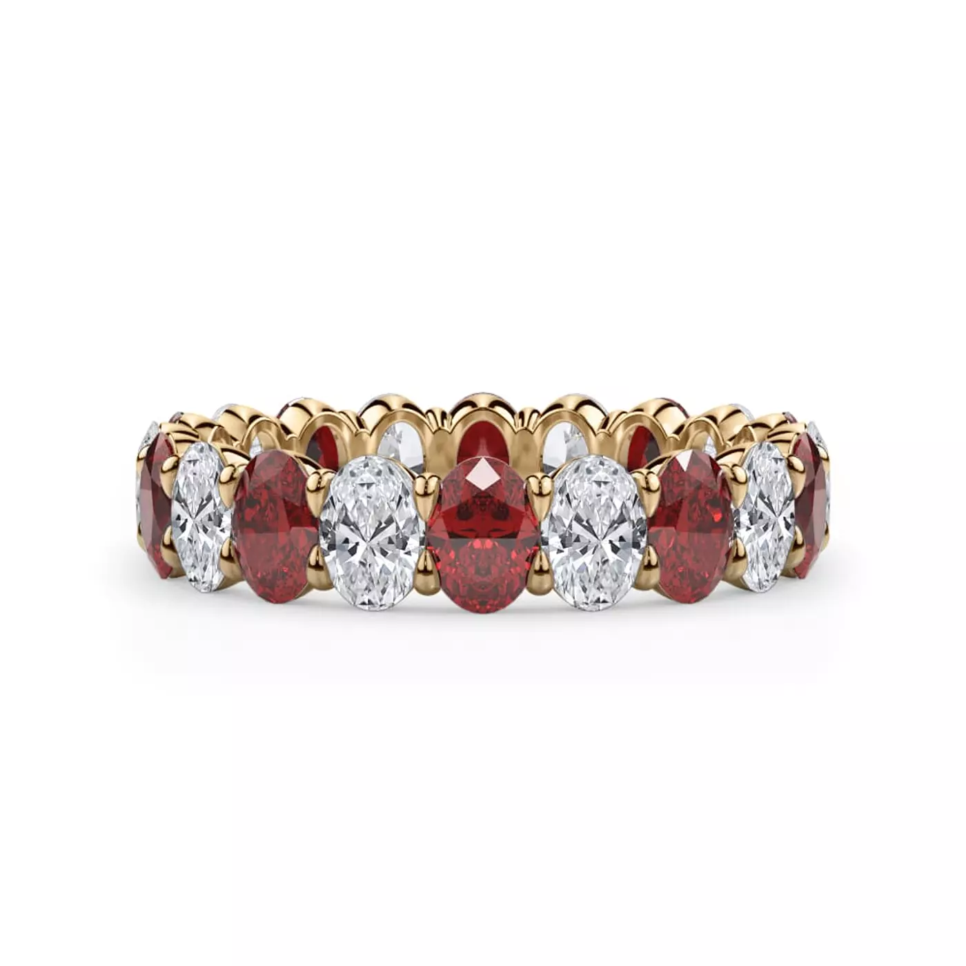 Classic Oval Lab Ruby and Lab Diamond Eternity Ring from Rare Carat, the best place to buy lab-grown diamond eternity rings