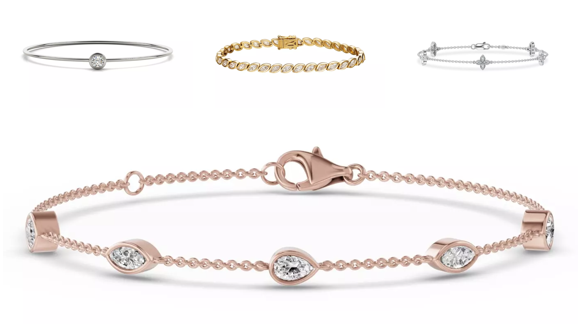 Composite image of bezel diamond bracelets from Rare Carat, the best place for certified diamonds