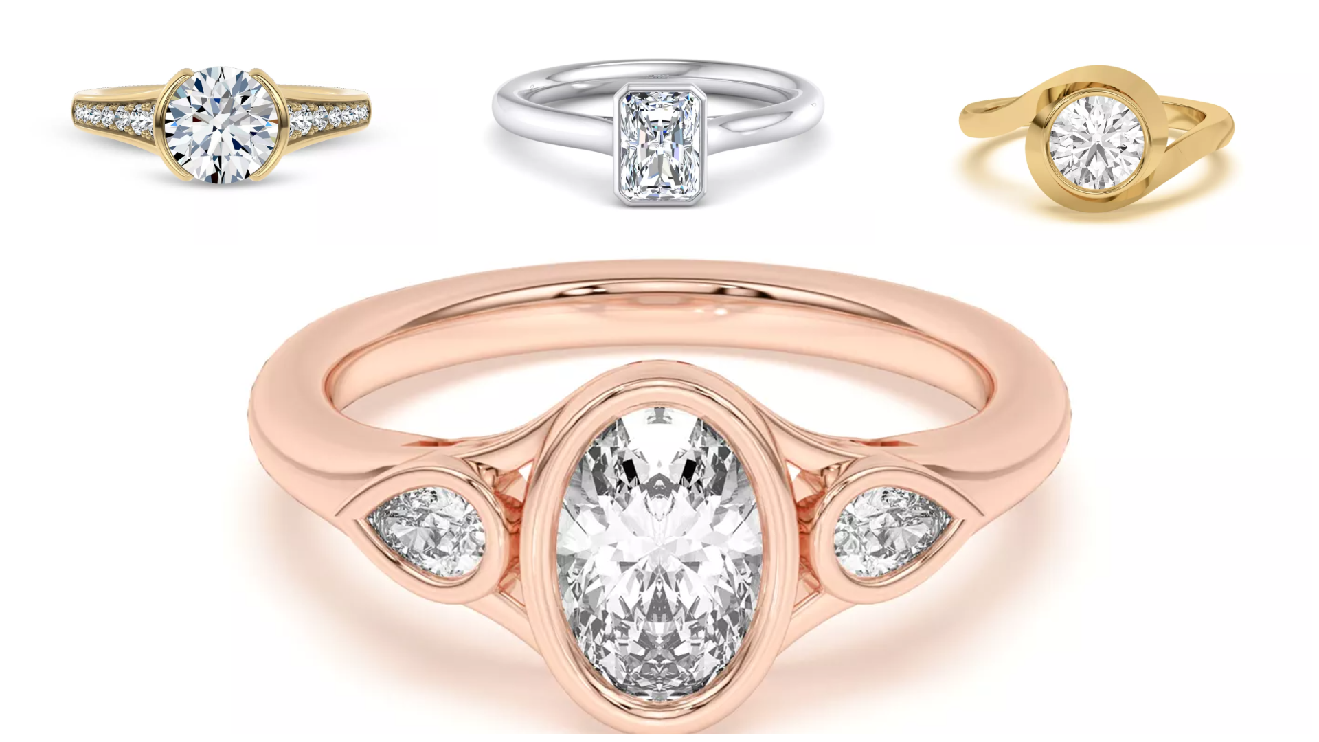 Bezel set minimal-designed rings with natural diamonds from Rare Carat, the best place for natural diamonds