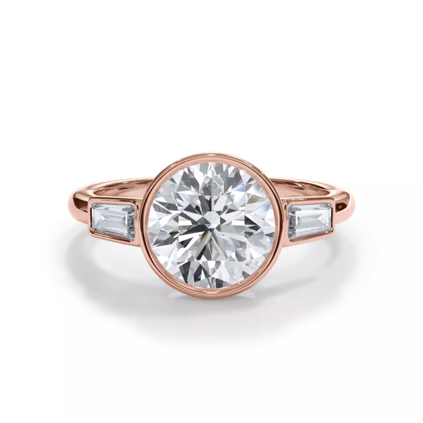 Bestselling Bellora Bezel-Set Tapered Baguette Engagement Ring from Rare Carat, one of the best places to buy diamond jewelry