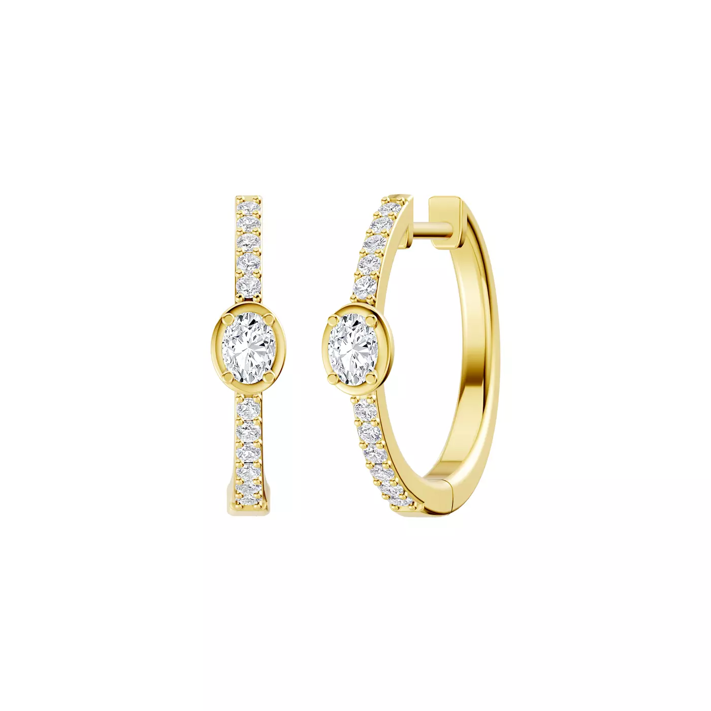 Bestselling Embliss Oval Bezel Pavé Hoops from Rare Carat, one of the best places to buy diamond jewelry online