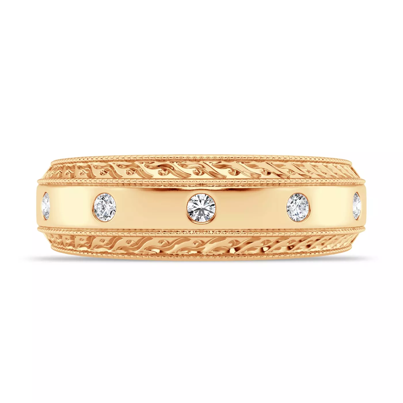 Bestselling Engraved Diamond Milgrain Band from Rare Carat, one of the best places to buy natural and lab men's rings