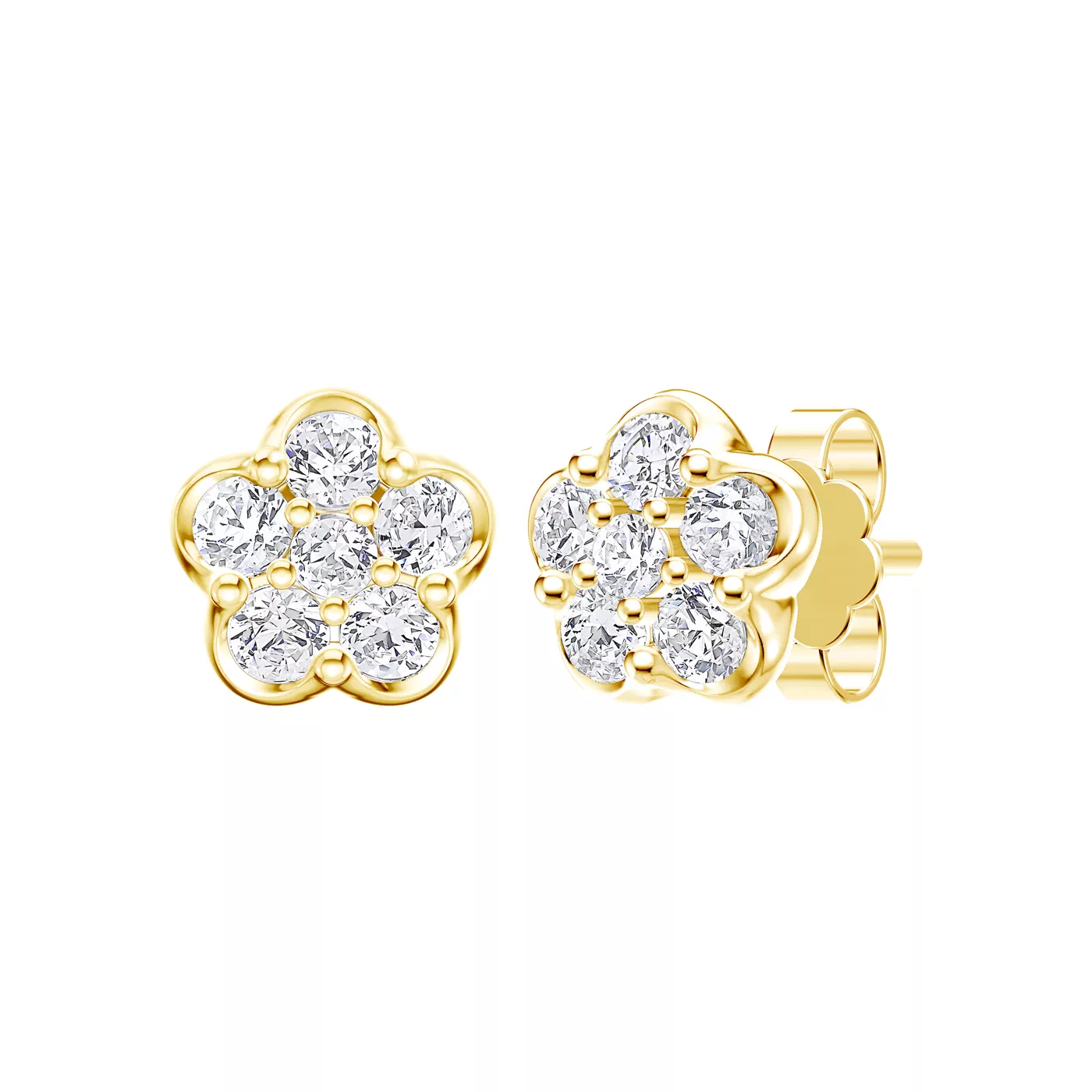 bestselling Clara Floral Cluster Earrings from Rare Carat, displayed on a white background