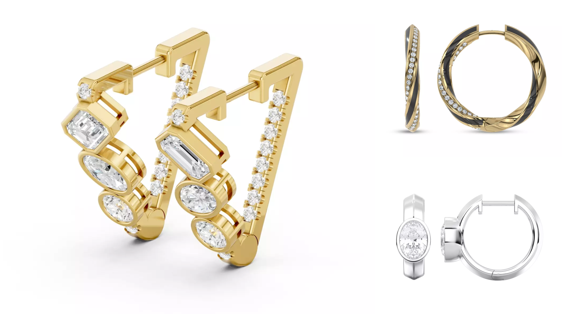 Composite image of bestsellers from Rare Carat, one of the best places to buy diamond hoop earrings for gifts