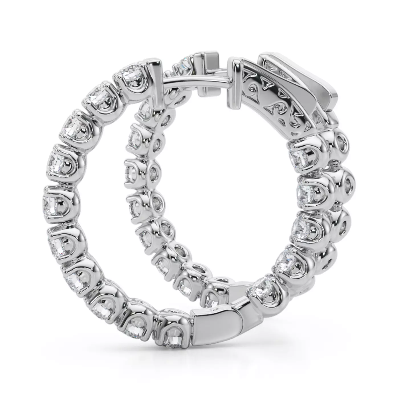 Bestselling Classic Inside-Out Pavé Diamond Hoop Earrings from Rare Carat, the best place for diamond hoop earrings