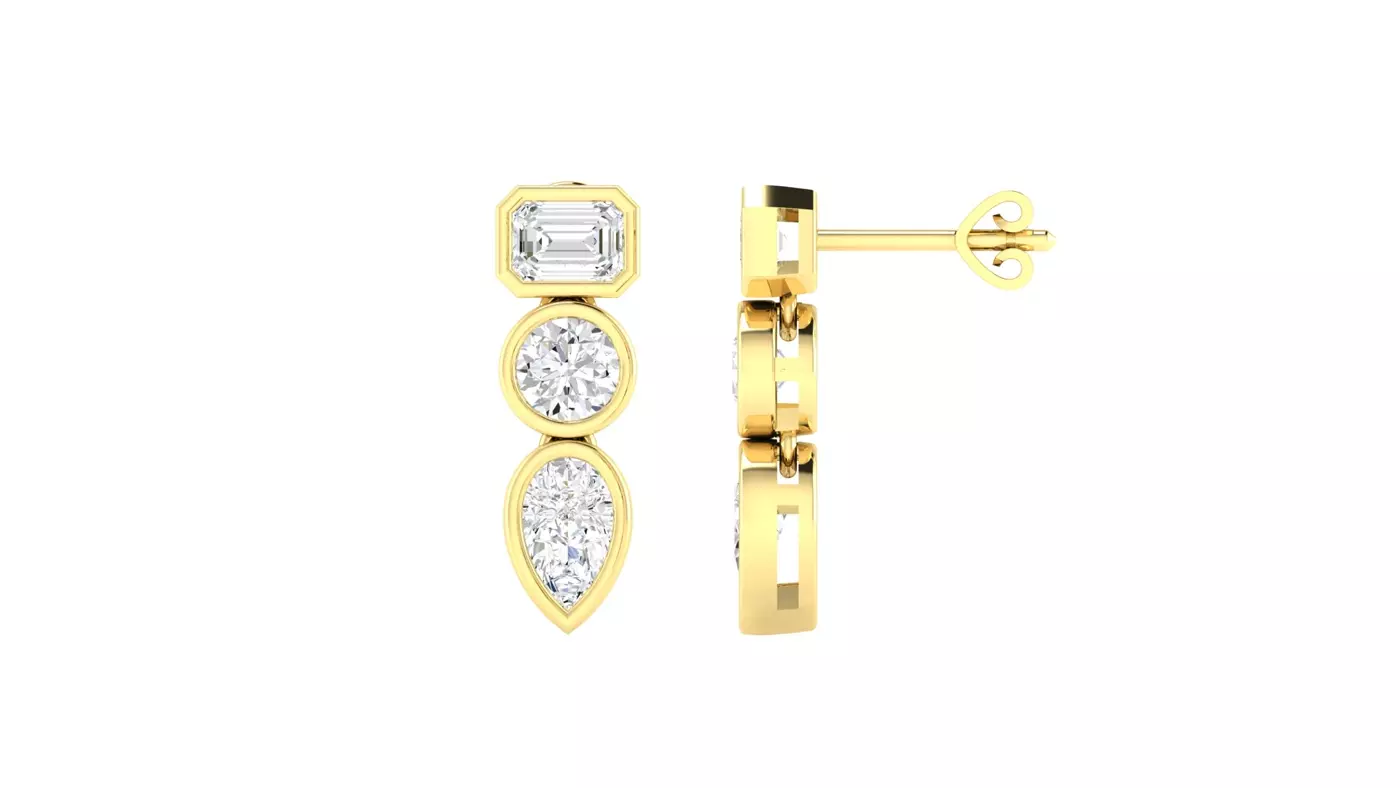 Bestselling Mixed Shape Lab Diamond Drop Bezel Earrings from Rare Carat, one of best places for drop earrings with diamonds