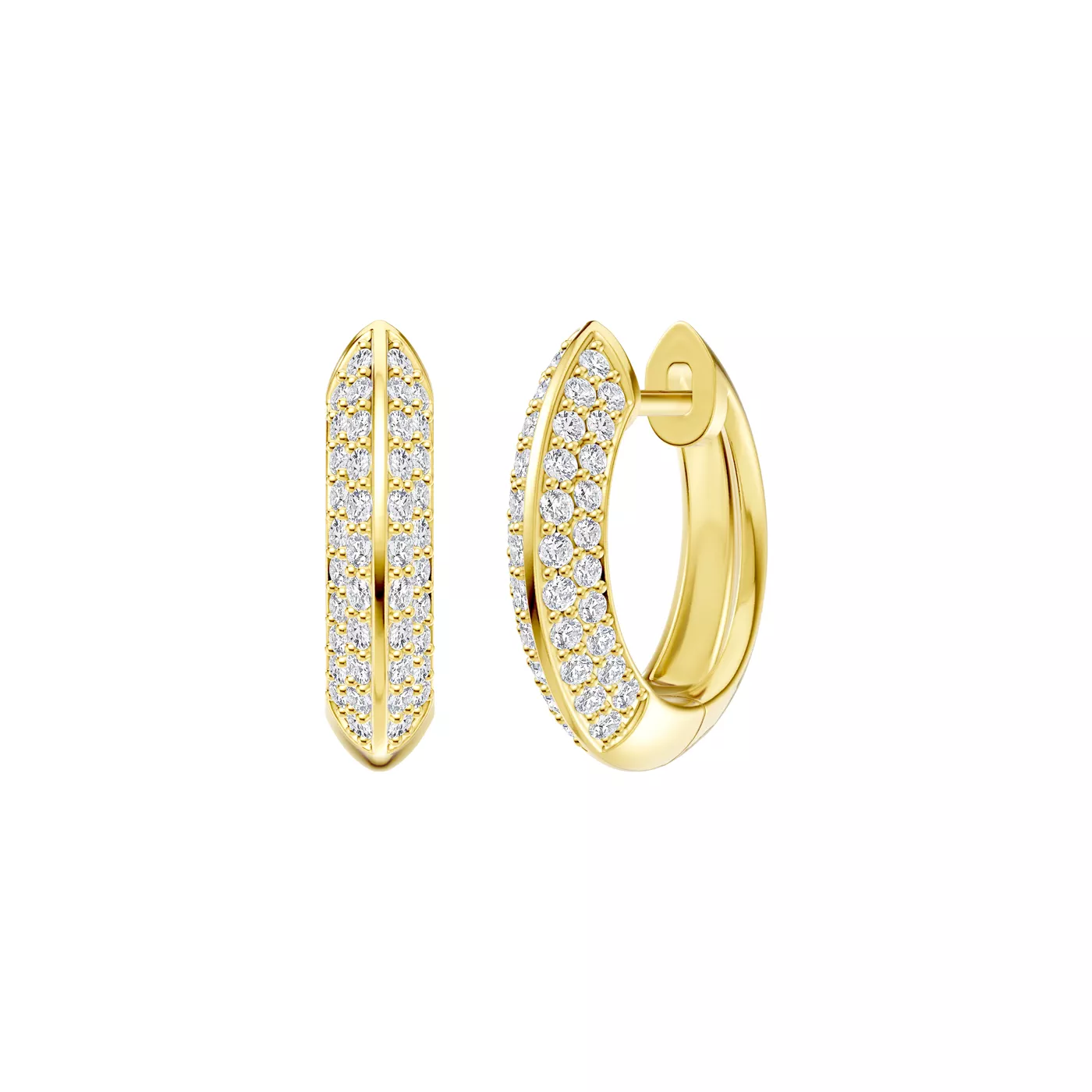 Bestselling Knife-Edge Pavé Hoops from Rare Carat, one of the best places to buy natural diamond earrings for gifts
