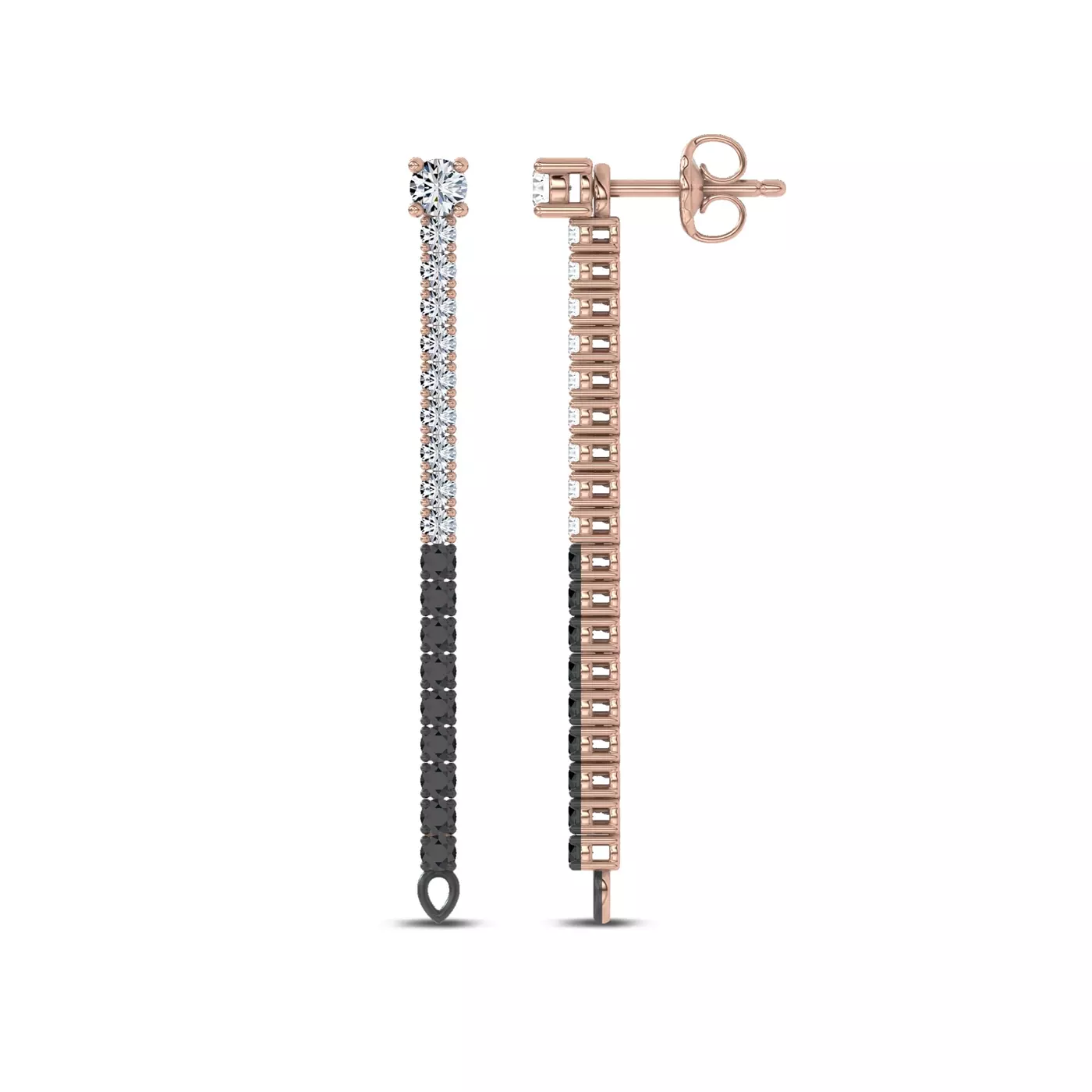 Bestselling Midnight Noir Convertible Diamond Linear Hoops by Christian Siriano, exclusive to Rare Carat, the best place for diamond earrings gifts