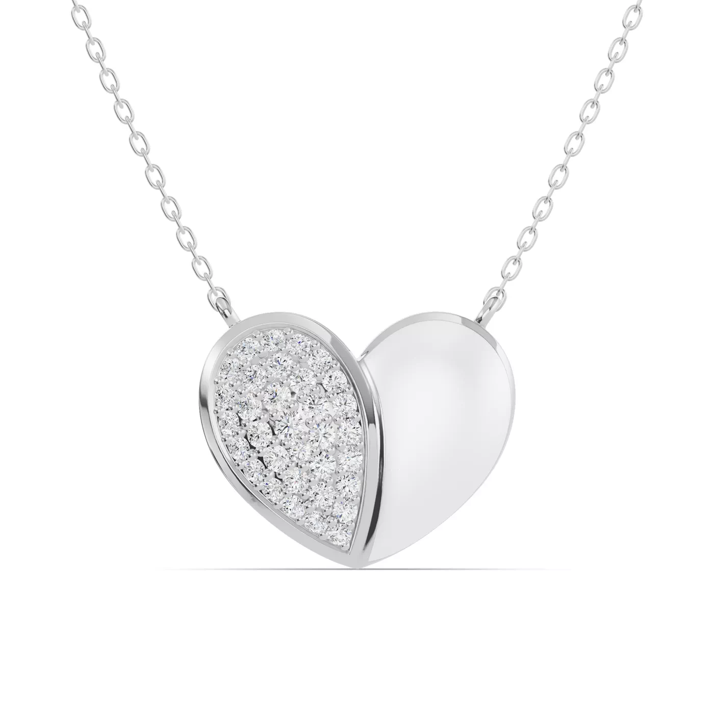 Bestselling Amara White Ceramic Pavé Heart Silver Necklace from Rare Carat, the best place for diamond pendants and necklaces