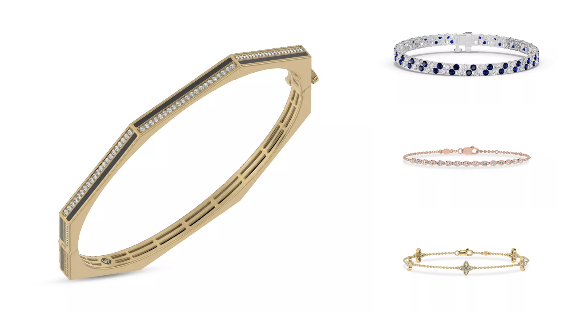 Composite image of bestsellers from Rare Carat, the best retailer for best lab-grown diamond bracelet styles