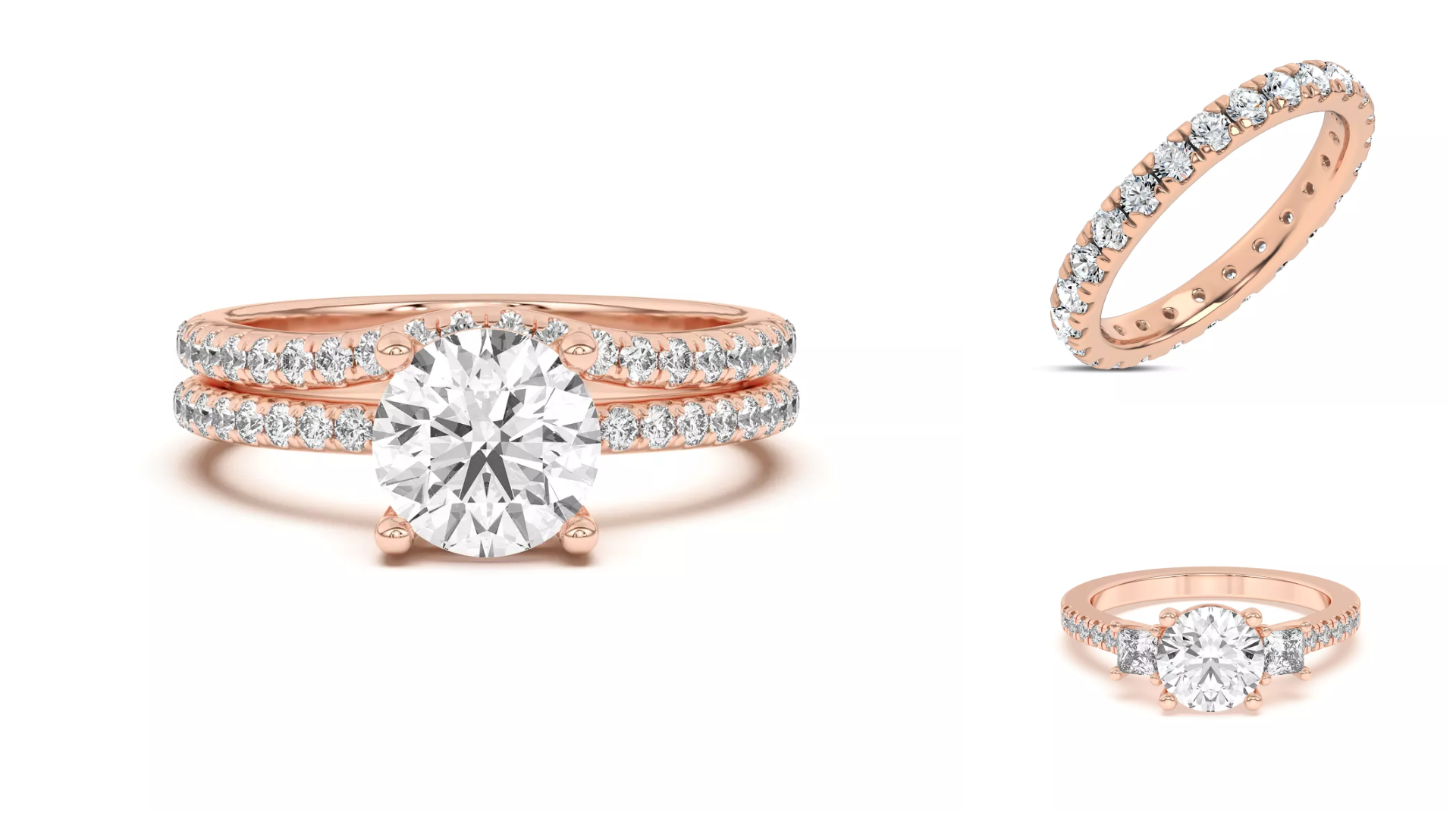 composite image of engagement rings from Rare Carat, the best place to buy a 2 carat diamond engagement ring