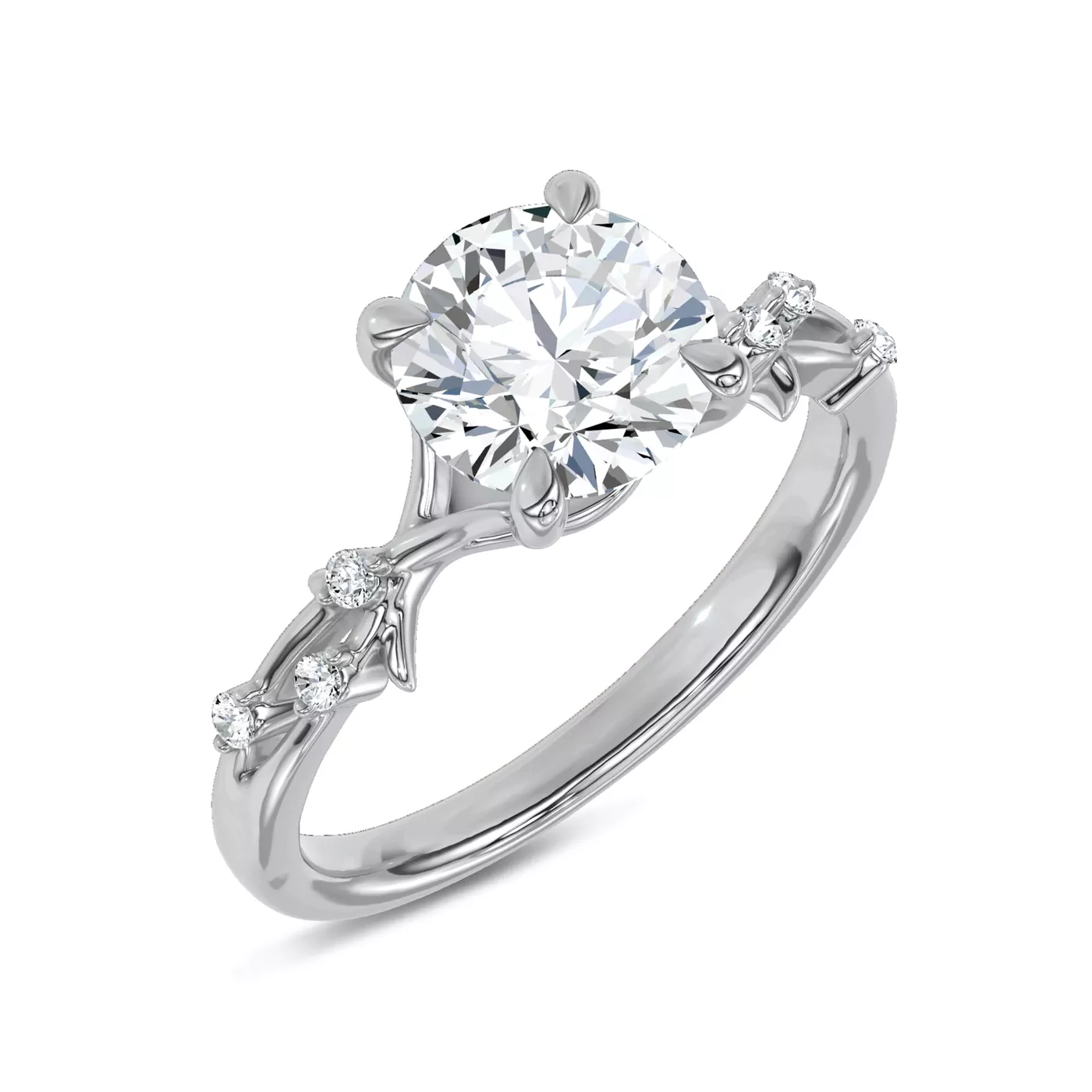 Bestselling Vionne Vine Engagement Ring With 1 Carat round Diamond from Rare Carat, displayed on a white background