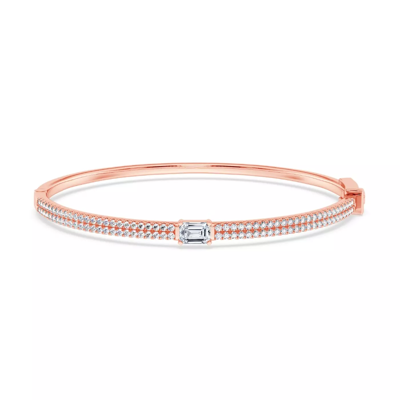 Bestselling Double Row Emerald Diamond Bangle from Rare Carat, the best retailer with best lab diamond bracelets