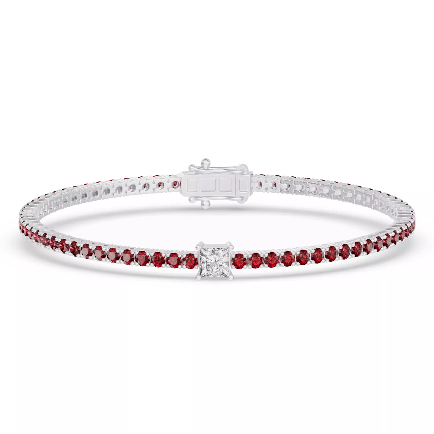 Lunava Ruby & Princess Lab Diamond Tennis Bracelet from Rare Carat, the best destination for different lab-grown diamond bracelet styles