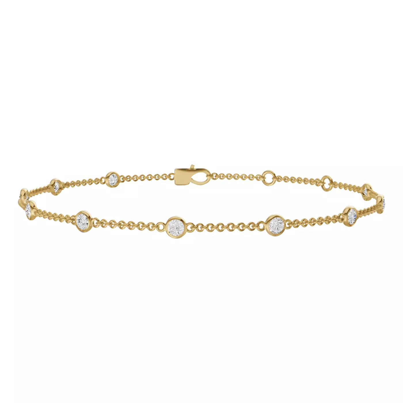 Bestselling Bezel Lab Diamond Station Bracelet, displayed on a white background