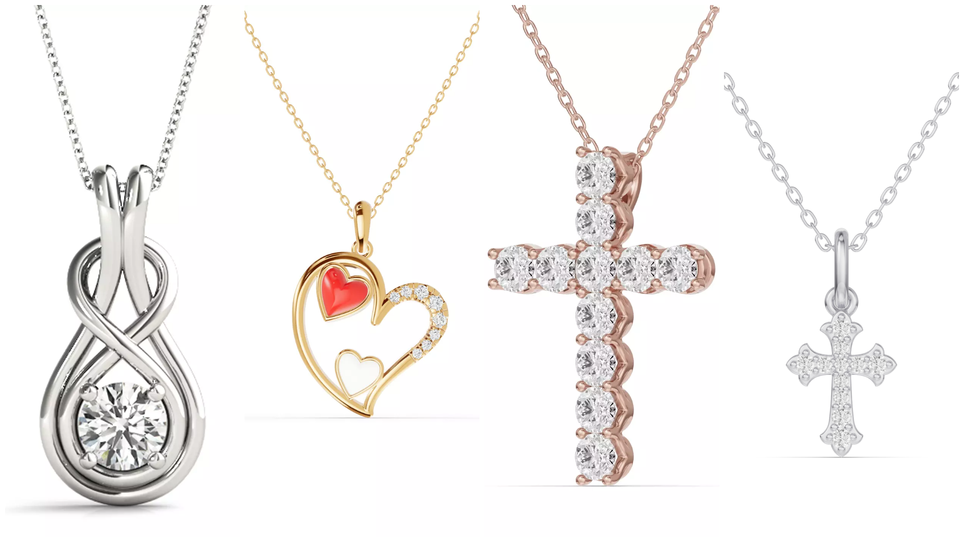 Composite image of bestselling simple diamond necklaces from Rare Carat