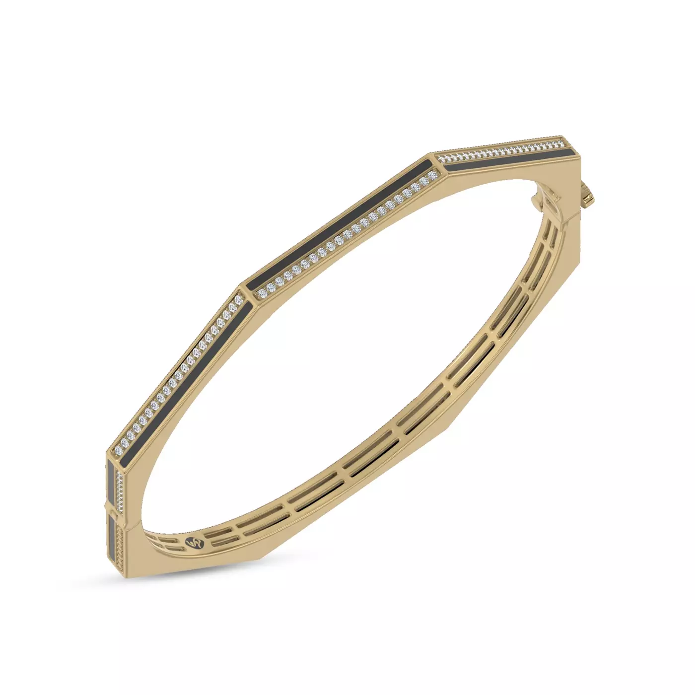 Octa Black Ceramic Pavé Bangle By Christian Siriano, available at Rare Carat, one of the best places to buy lab-grown diamond bracelets