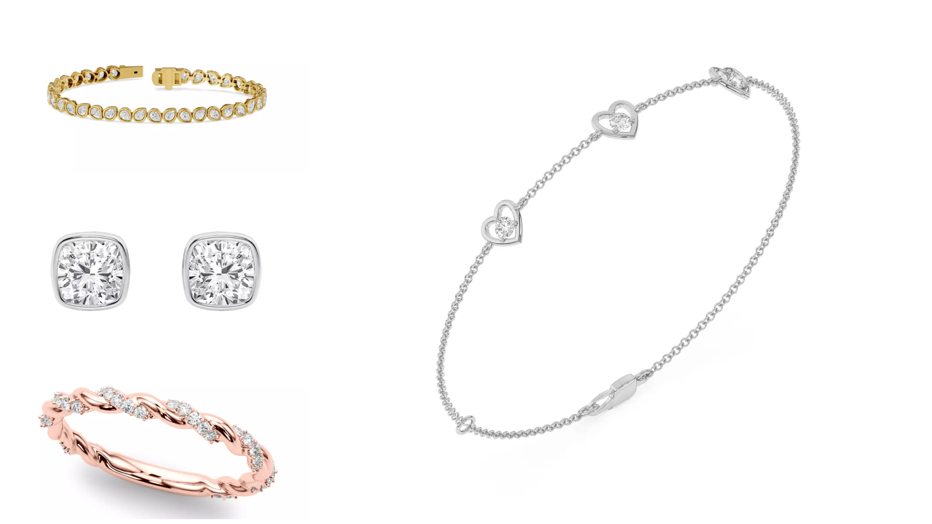 composite image of bestsellers from Rare Carat, best lab diamond jewelry retailer
